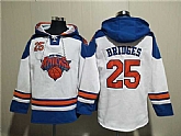 Men's New Yok Knicks #25 Mikal Bridges White Lace-Up Pullover Hoodie,baseball caps,new era cap wholesale,wholesale hats